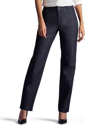 Lee Women's Relaxed Fit All Day Flat Front Straight Leg Pants Indigo Rinse