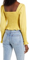 Thumbnail for your product : Amy Lynn Puff Long Sleeve Smocked Crop Top