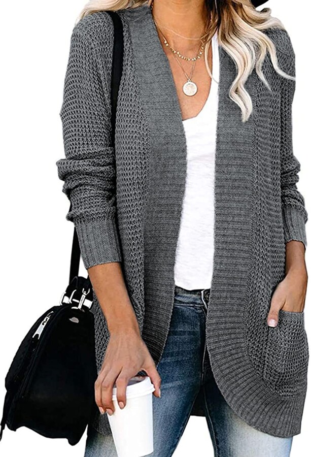 grey open front coat