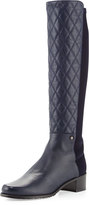 Thumbnail for your product : Stuart Weitzman Guard Quilted Leather Knee Boot, Navy