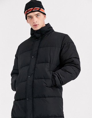 ASOS DESIGN sustainable puffer coat with funnel neck in black