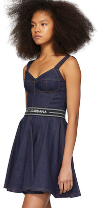 Dolce & Gabbana Blue Denim Circle Skirt Dress