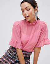 Thumbnail for your product : Traffic People High Neck Top With Frill Sleeve