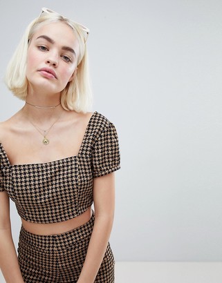 Emory Park Crop Top In Dogtooth Co-Ord