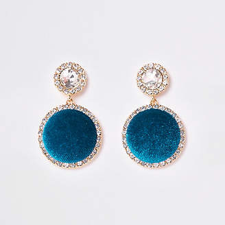 River Island Womens Blue gold tone diamante drop earrings