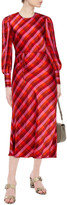 Thumbnail for your product : Rebecca Vallance Brinkley Belted Checked Satin Midi Dress