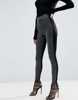 ASOS Rivington High Waisted Denim Jeggings in Tonal Black and Washed Black