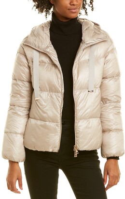 metallic quilted puffer jacket