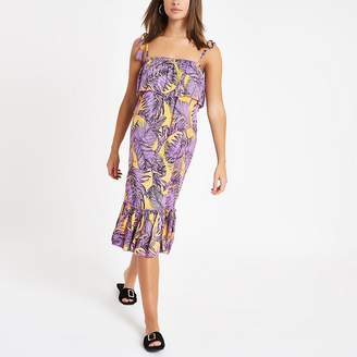 River Island Purple leaf print oversized midi beach dress