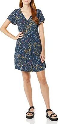 Amazon Essentials Women's Fluid Twill Button-Front Fit-and-Flare Dress (Previously Goodthreads)