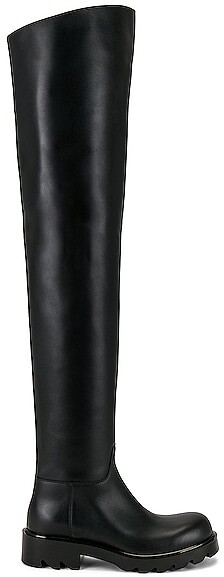 Bottega Veneta Leather Thigh High Boots in Black - ShopStyle