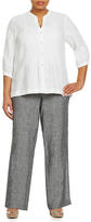 Thumbnail for your product : Jones New York Sport Plus Band Collar Pleated Linen Shirt