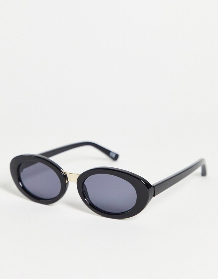 ASOS DESIGN round sunglasses in black with gold detail and black lens -  ShopStyle