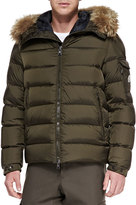 Thumbnail for your product : Moncler Byron Fur-Trim Hood Puffer Cardigan, Brown