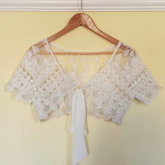 The Silk Boutique Cropped Lace Cape In Black Or White