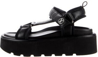 Louis Vuitton Black Python Leather Ankle-Strap Sandals Size 39.5