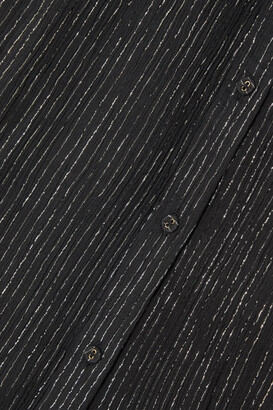 SUZIE KONDI Koubi Striped Metallic Cotton-gauze Blouse - Black