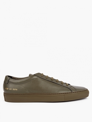 Common Projects Army Green Leather Achilles Sneakers