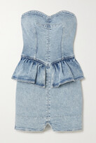 Thumbnail for your product : Isabel Marant Dolizi Strapless Denim Peplum Mini Dress