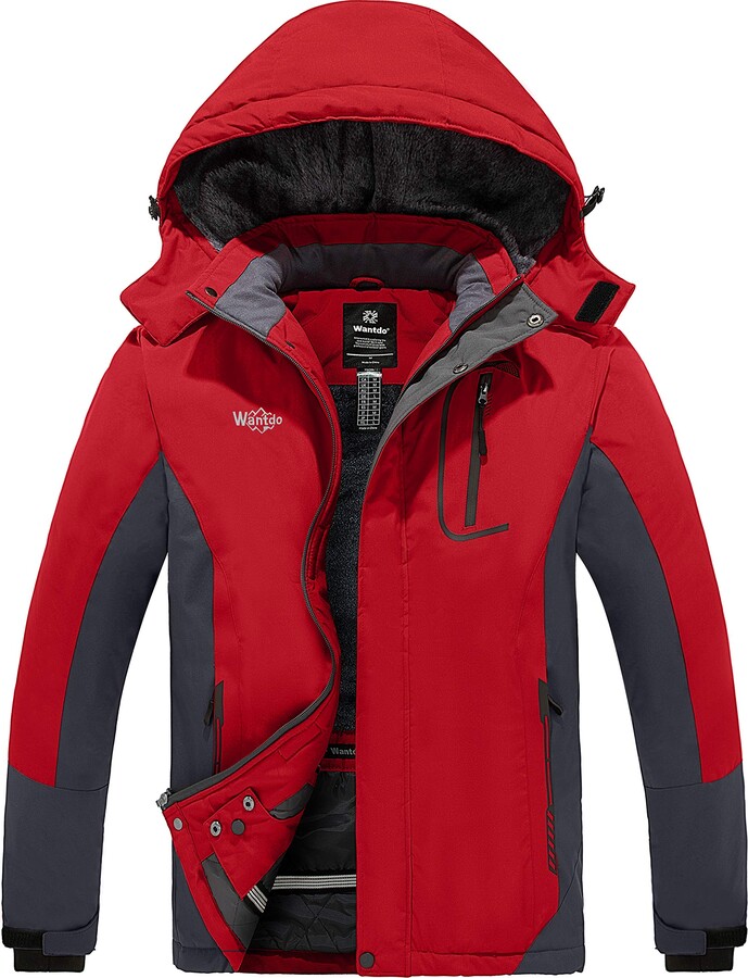 Wantdo Men's Hooded Windbreaker Jacket Windproof Warm Skiing Jacket