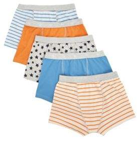 F&F 5 Pack Of Star Print And Striped Trunks 8-9 years
