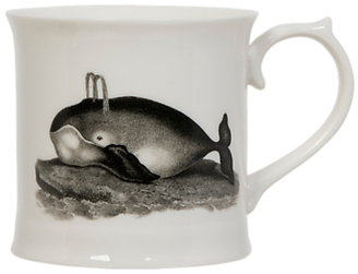 Magpie Curios Whale Mug, White/Multi, 378ml