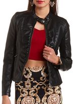 Thumbnail for your product : Charlotte Russe Faux Leather Moto Jacket
