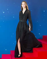 Thumbnail for your product : Akris Shirt-Collar Pleated-Skirt Metallic Georgette Evening Gown