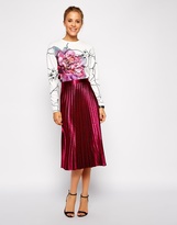 Thumbnail for your product : ASOS Pleated Midi Skirt In Metallic