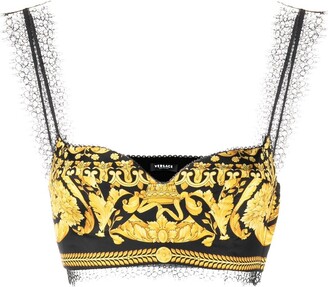 Versace Baroque Silk Bralette Top - ShopStyle Bras