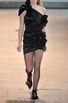Isabel Marant Nyree One-shoulder Ruched Taffeta Mini Dress - Black