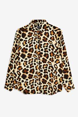 Topshop Womens Visual Leopard Print Shirt - Multi