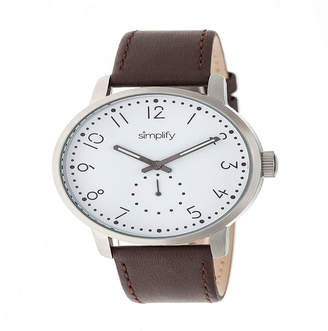 Simplify Mens Brown Leather Strap Watch-Sim3401
