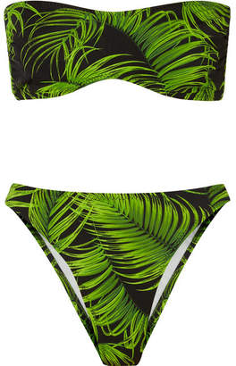 Norma Kamali Sunglass Printed Bandeau Bikini - Leaf green