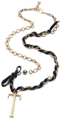Lulu Frost Plaza Letter Necklace - Black Velvet Chain