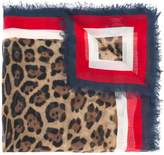 Thumbnail for your product : Gucci leopard Web trim print shawl