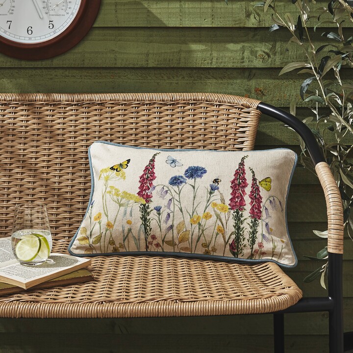 Dunelm Country Meadow Rectangular Outdoor Cushion MultiColoured