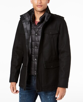 GUESS Men's Military-Inspired Coat with Plaid Detail, Created for Macy's -  ShopStyle Outerwear