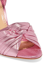 Thumbnail for your product : Charlotte Olympia Broadway Metallic Leather Sandals - Pink