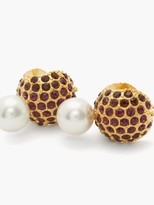 Thumbnail for your product : Erdem Faux-pearl And Crystal-embellished Earrings - Red Multi