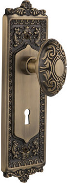 Nostalgic Warehouse Egg & Dart Plate with Decorative Keyhole and Victorian Door Knob