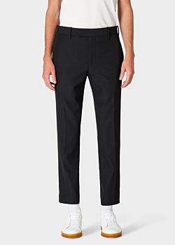Paul Smith Men's Slim-Fit Black Virgin Wool-Blend Trousers