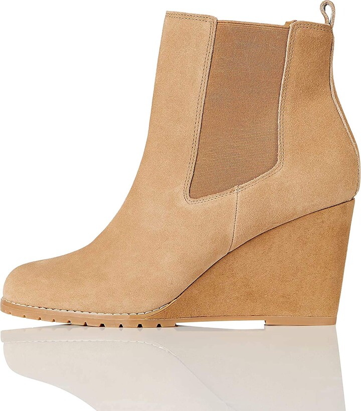 beige wedge ankle boots