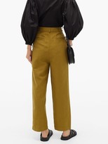 Thumbnail for your product : Mara Hoffman Almeria High-rise Linen-blend Trousers - Dark Green