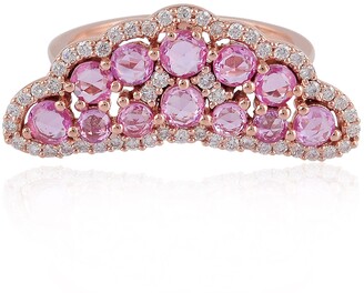 Artisan 18K Rose Gold Designer Ring Pink Sapphire Diamond Jewelry