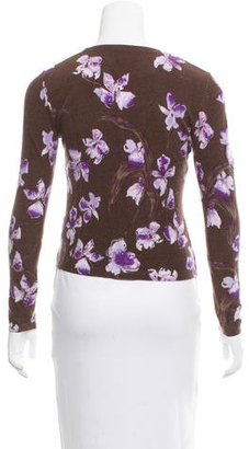 Blumarine Knit Floral Print Cardigan