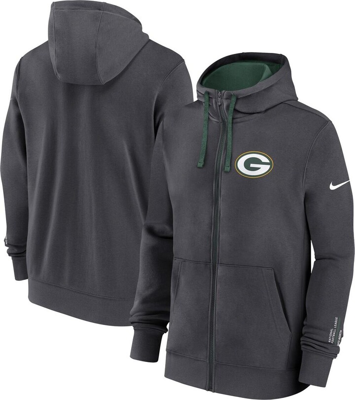 Nike Men's Anthracite Green Bay Packers Primetime Club Full-Zip Hoodie