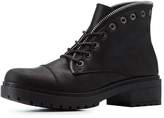 Thumbnail for your product : Charlotte Russe Qupid Zipper-Trim Combat Booties