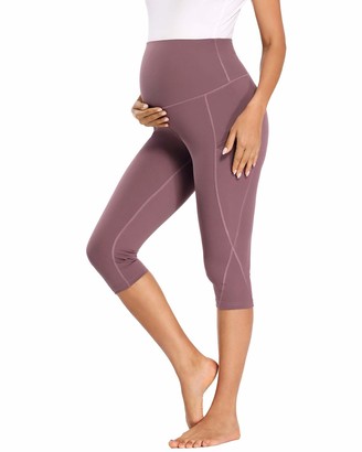 Glampunch Women's Maternity Yoga Pants Over The Belly Stretchy Lounge Active Workout Leggings with Pockets 