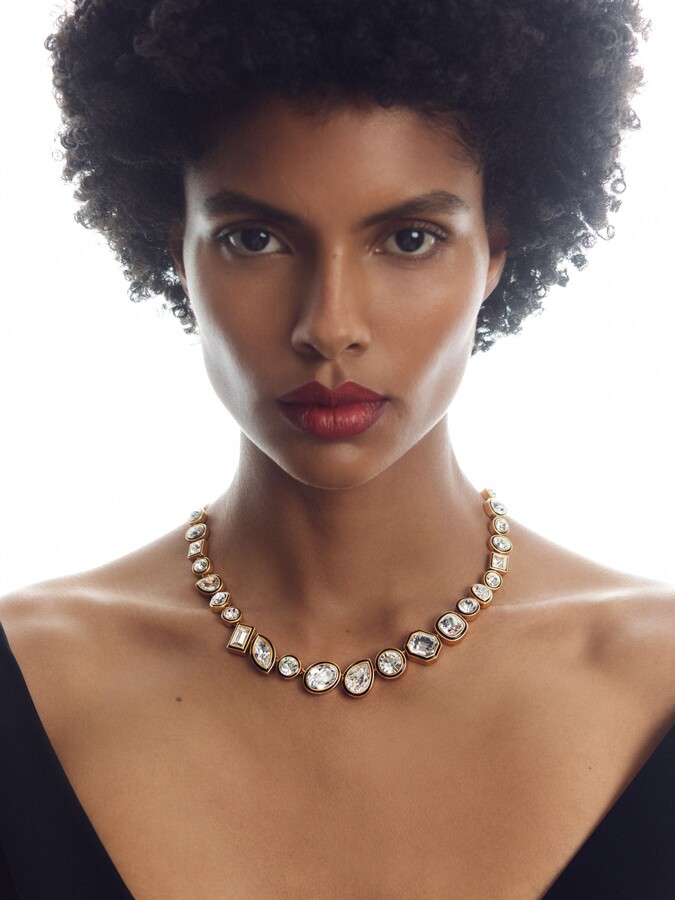 Reiss Tone Geometric Crystal Necklace
